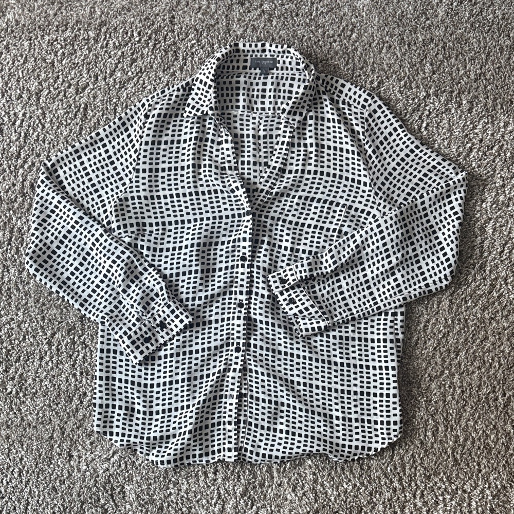 The Limited Black and White Checkered Blouse